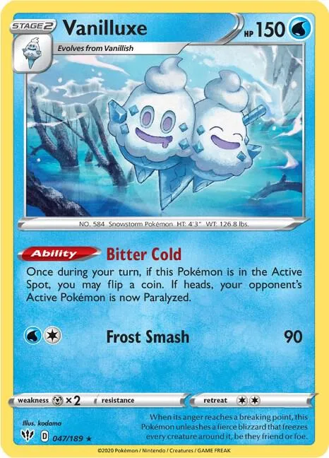 Vanilluxe #047/189 Pokémon card from Darkness Ablaze