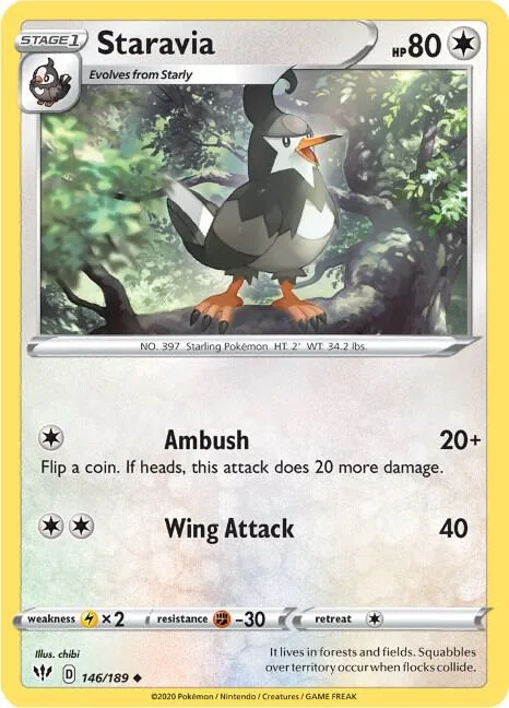 Staravia #146/189 Pokémon card from Darkness Ablaze