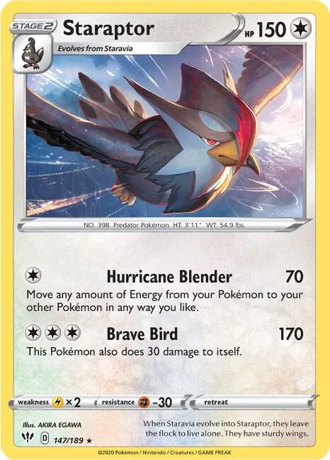 Staraptor #147/189 Pokémon card from Darkness Ablaze