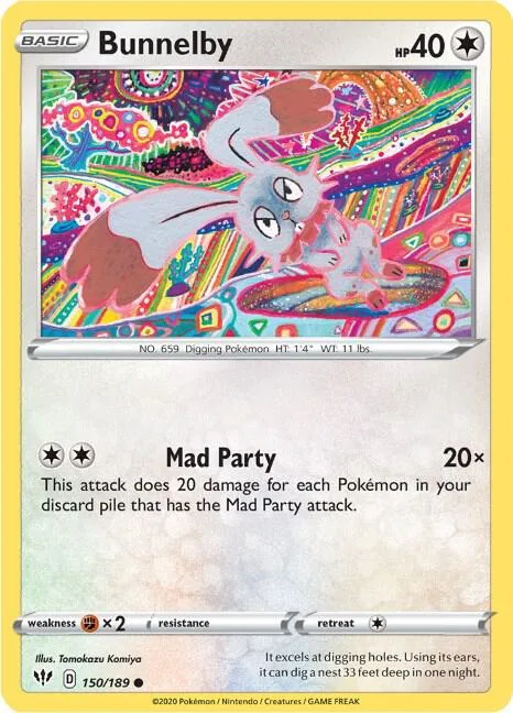 Bunnelby #150/189 Pokémon card from Darkness Ablaze