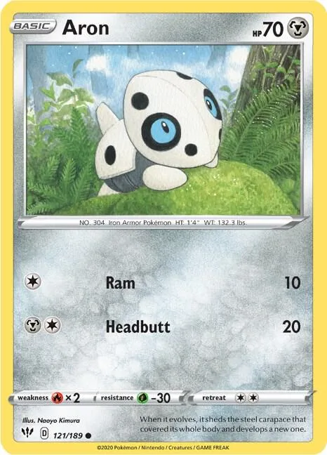 Aron #121/189 Pokémon card from Darkness Ablaze