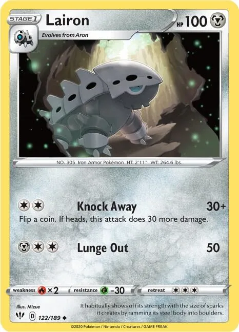 Lairon #122/189 Reverse Holofoil Pokémon card from Darkness Ablaze