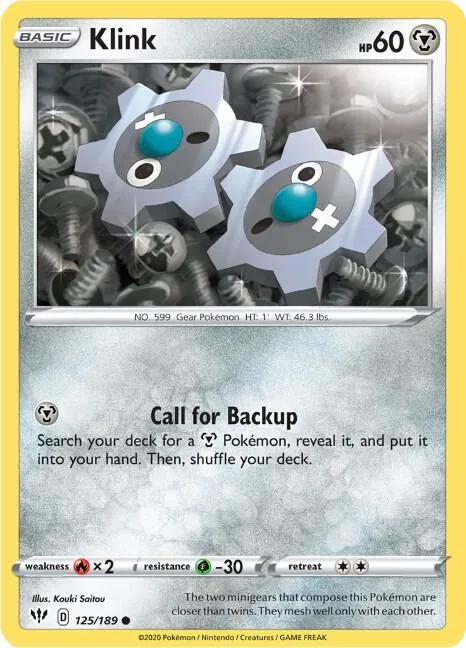 Klink #125/189 Pokémon card from Darkness Ablaze
