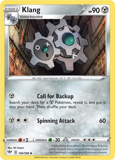 Klang #126/189 Reverse Holofoil Pokémon card from Darkness Ablaze