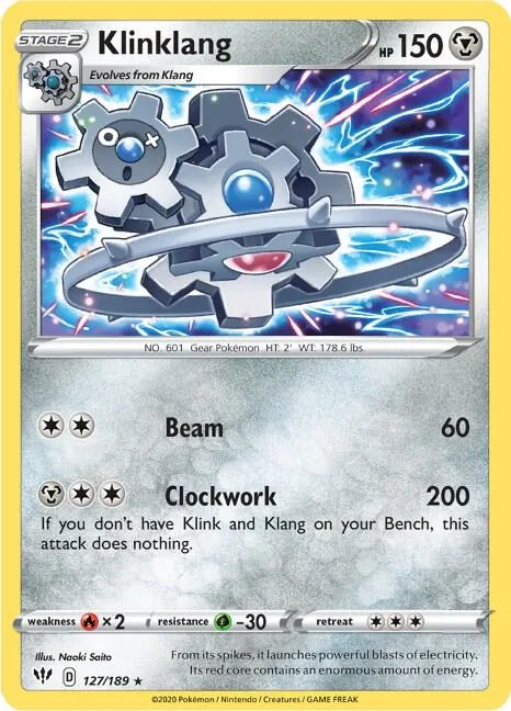 Klinklang #127/189 Reverse Holofoil Pokémon card from Darkness Ablaze