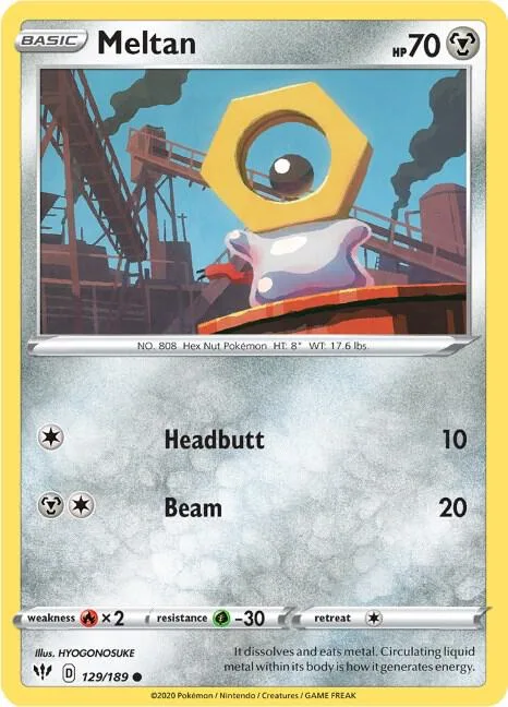 Meltan #129/189 Pokémon card from Darkness Ablaze