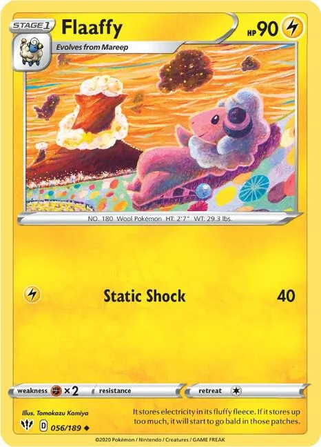 Flaaffy #056/189 Reverse Holofoil Pokémon card from Darkness Ablaze