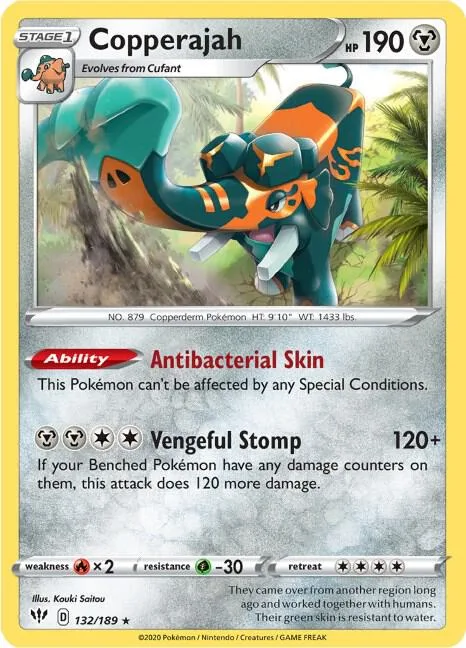 Copperajah #132/189 Reverse Holofoil Pokémon card from Darkness Ablaze