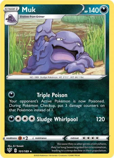 Muk #101/189 Reverse Holofoil Pokémon card from Darkness Ablaze