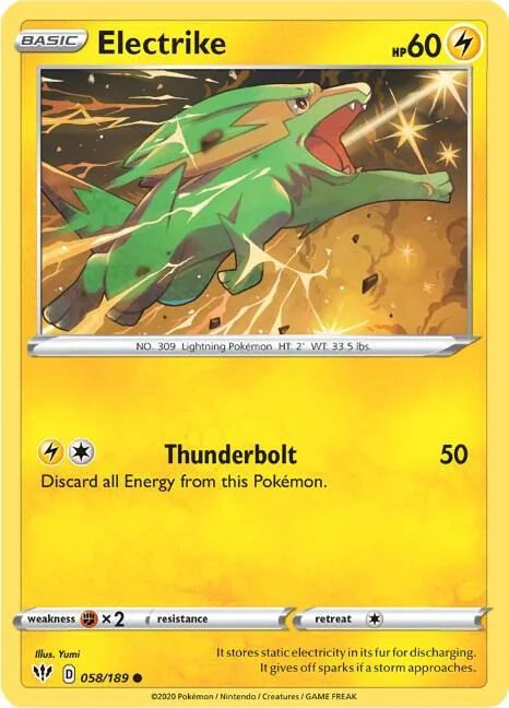 Electrike #058/189 Reverse Holofoil Pokémon card from Darkness Ablaze