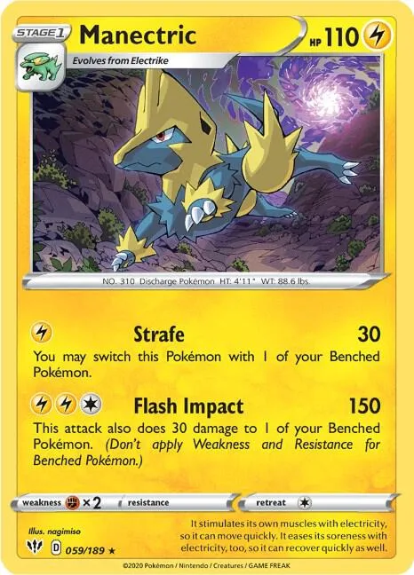 Manectric #059/189 Pokémon card from Darkness Ablaze