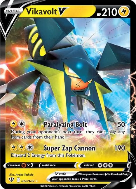 Vikavolt V #060/189 Holofoil Pokémon card from Darkness Ablaze