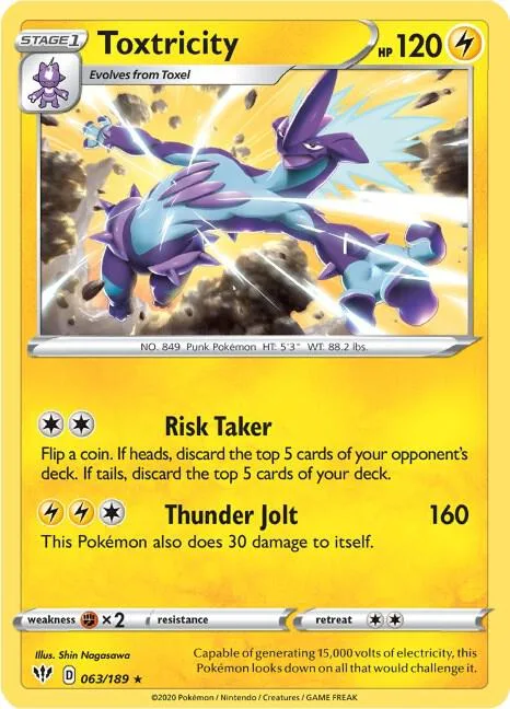 Toxtricity #063/189 Holofoil Pokémon card from Darkness Ablaze