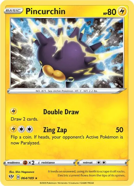 Pincurchin #064/189 Holofoil Pokémon card from Darkness Ablaze