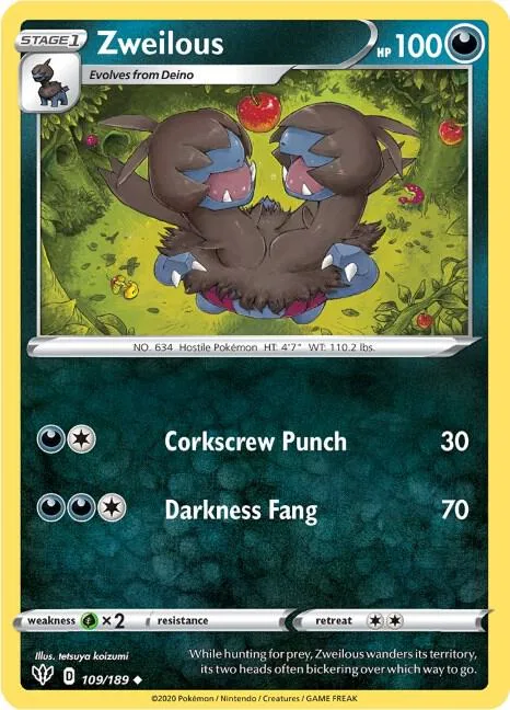 Zweilous #109/189 Pokémon card from Darkness Ablaze