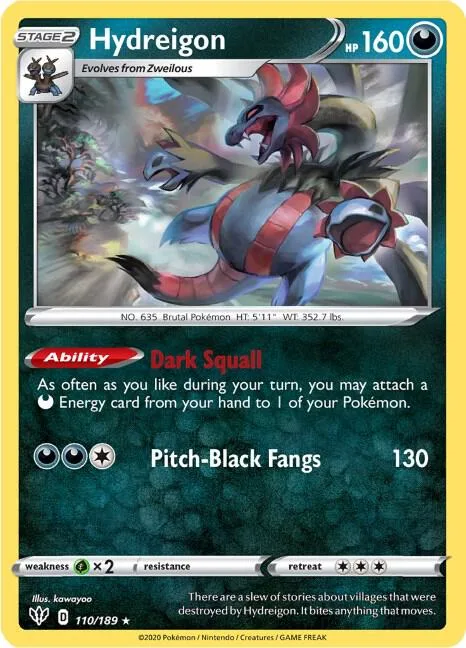 Hydreigon #110/189 Pokémon card from Darkness Ablaze