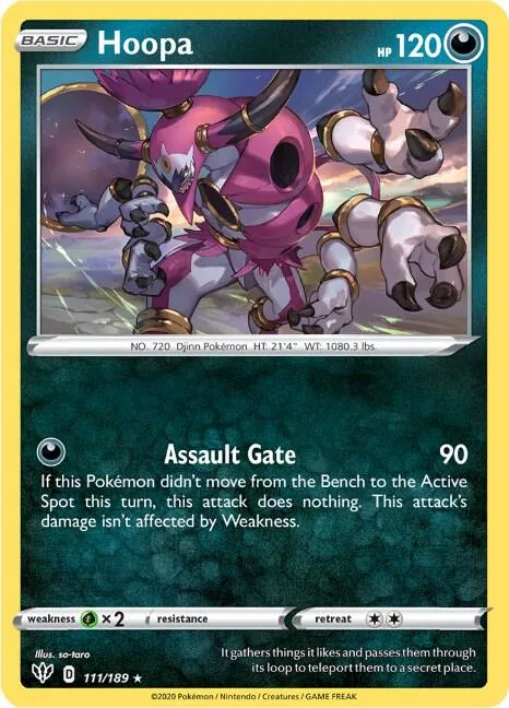 Hoopa #111/189 Reverse Holofoil Pokémon card from Darkness Ablaze