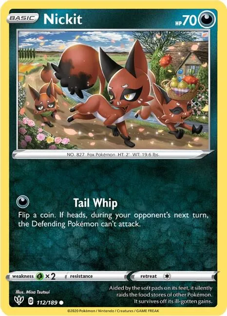 Nickit #112/189 Reverse Holofoil Pokémon card from Darkness Ablaze