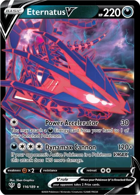Eternatus V #116/189 Holofoil Pokémon card from Darkness Ablaze