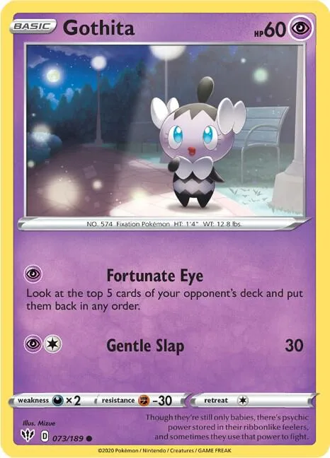 Gothita #073/189 Reverse Holofoil Pokémon card from Darkness Ablaze