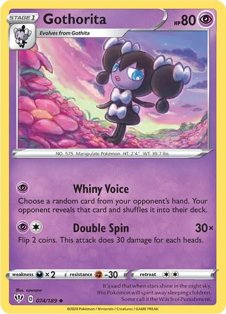 Gothorita #074/189 Reverse Holofoil Pokémon card from Darkness Ablaze