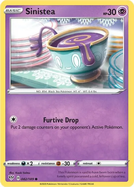 Sinistea #082/189 Pokémon card from Darkness Ablaze