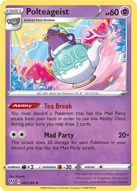 Polteageist #083/189 Reverse Holofoil Pokémon card from Darkness Ablaze