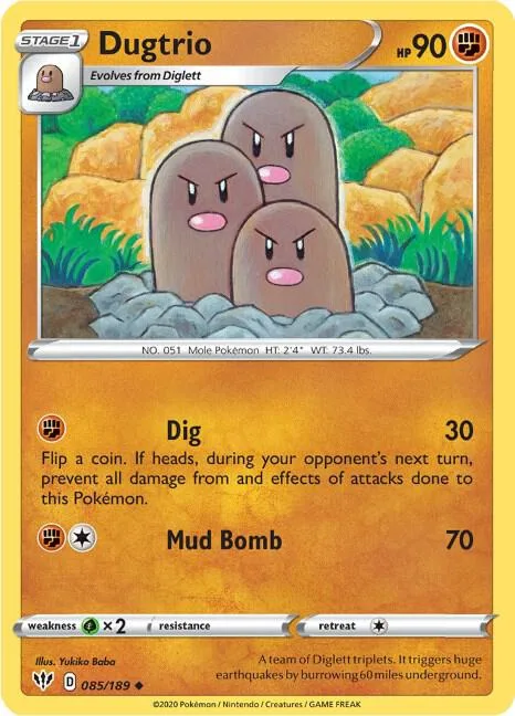Dugtrio #085/189 Pokémon card from Darkness Ablaze