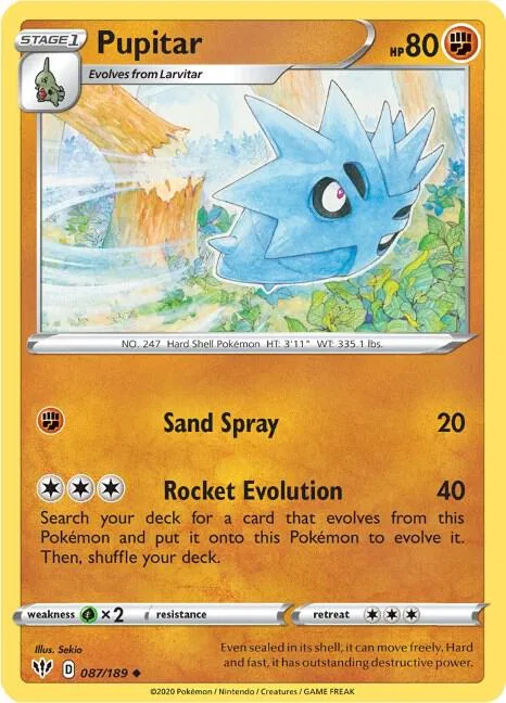 Pupitar #087/189 Reverse Holofoil Pokémon card from Darkness Ablaze