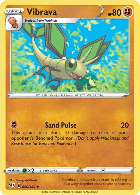 Vibrava #090/189 Pokémon card from Darkness Ablaze