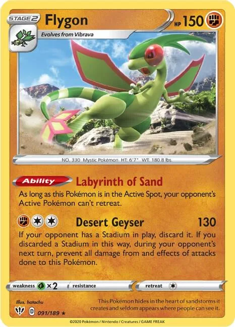 Flygon #091/189 Reverse Holofoil Pokémon card from Darkness Ablaze