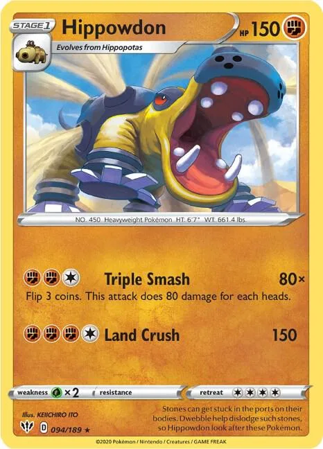 Hippowdon #094/189 Pokémon card from Darkness Ablaze