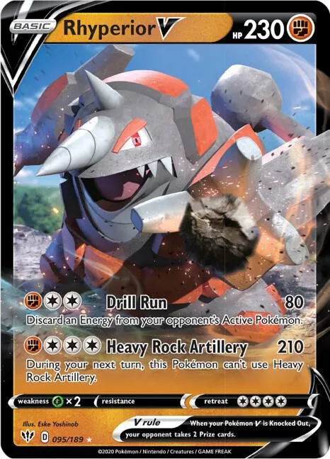 Rhyperior V #095/189 Holofoil Pokémon card from Darkness Ablaze