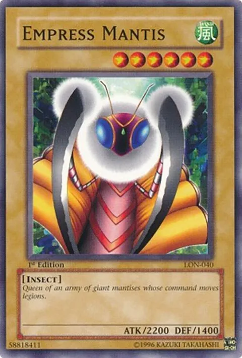 Empress Mantis LON-040 1st Edition Yu-Gi-Oh card from Labyrinth of Nightmare
