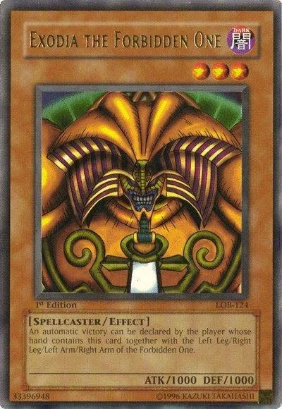 Exodia the Forbidden One LOB-124 1st Edition Yu-Gi-Oh card from The Legend of Blue Eyes White Dragon