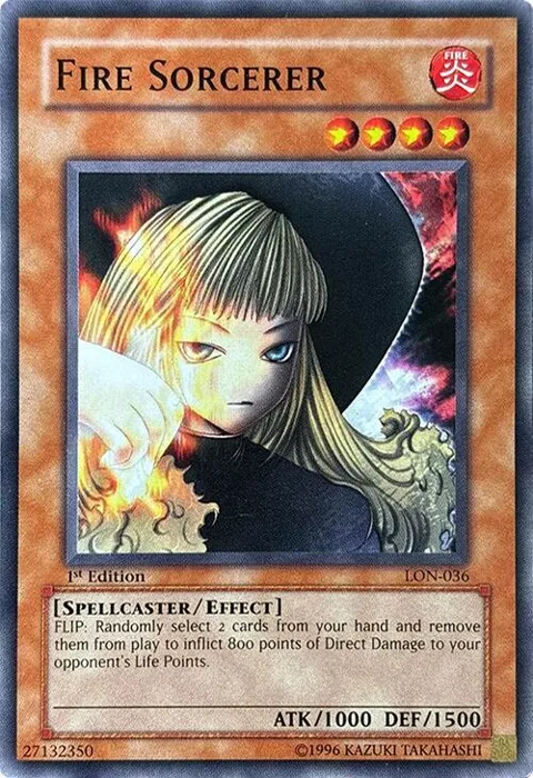 Fire Sorcerer LON-036 Unlimited Yu-Gi-Oh card from Labyrinth of Nightmare