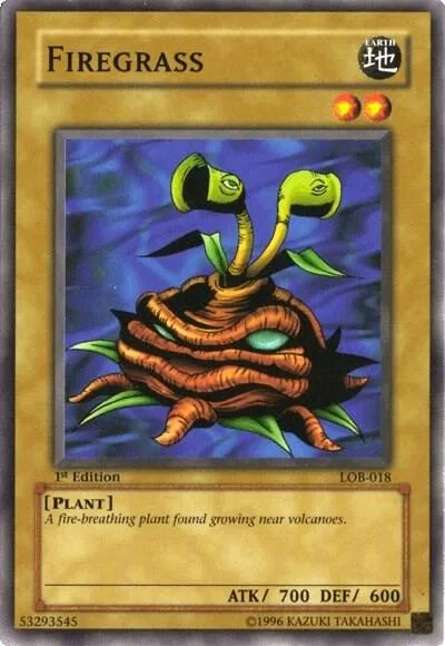 Firegrass LOB-018 Yu-Gi-Oh card from The Legend of Blue Eyes White Dragon