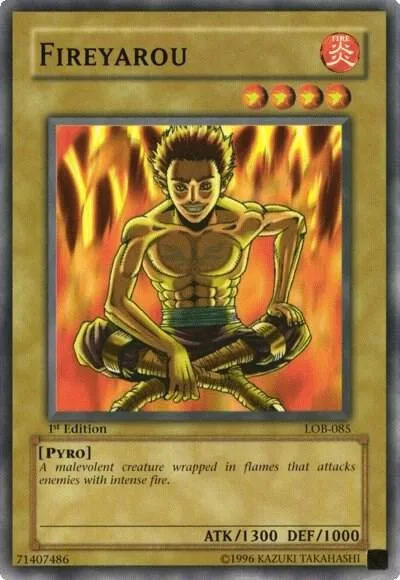 Fireyarou LOB-085 Unlimited Yu-Gi-Oh card from The Legend of Blue Eyes White Dragon