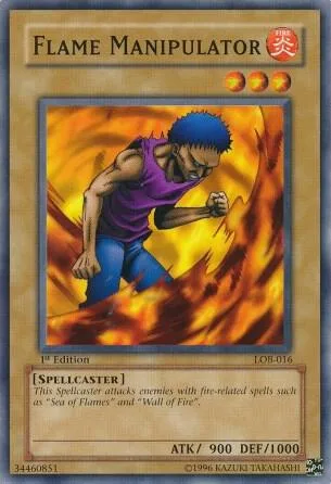 Flame Manipulator LOB-016 Unlimited Yu-Gi-Oh card from The Legend of Blue Eyes White Dragon