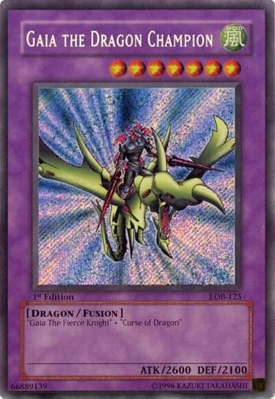 Gaia the Dragon Champion LOB-125 Unlimited Yu-Gi-Oh card from The Legend of Blue Eyes White Dragon