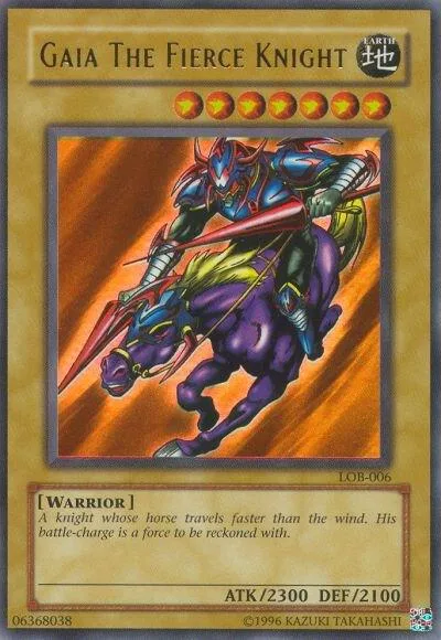 Gaia The Fierce Knight LOB-006 Unlimited Yu-Gi-Oh card from The Legend of Blue Eyes White Dragon