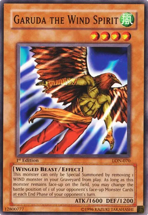 Garuda the Wind Spirit LON-070 1st Edition Yu-Gi-Oh card from Labyrinth of Nightmare
