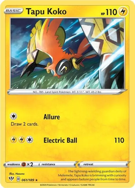 Tapu Koko - 061/189 Non-Holo #061/189 Pokémon card from Deck Exclusives