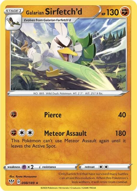 Galarian Sirfetch'd - 98/189 Cracked Ice holo #098/189 Holofoil Pokémon card from Deck Exclusives