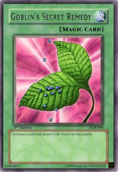 Goblin's Secret Remedy LOB-099 Unlimited Yu-Gi-Oh card from The Legend of Blue Eyes White Dragon