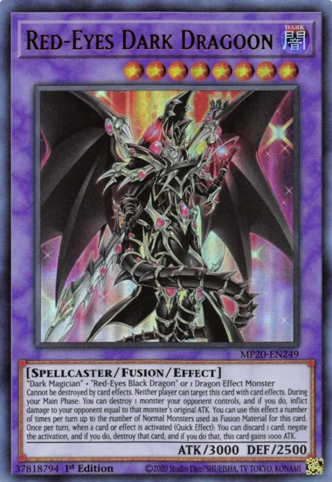 Red-Eyes Dark Dragoon MP20-EN249 Yu-Gi-Oh card from 2020 Tin of Lost Memories