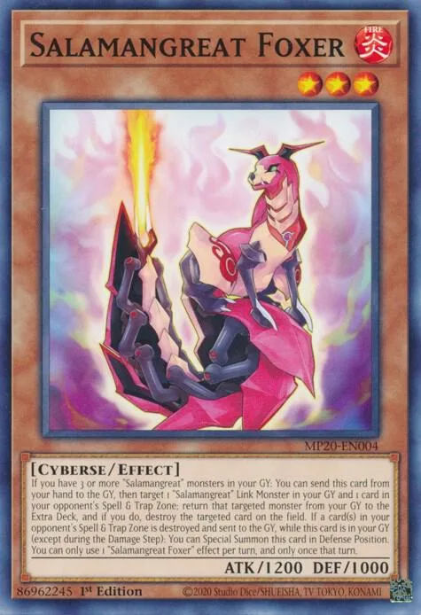 Salamangreat Foxer MP20-EN004 Yu-Gi-Oh card from 2020 Tin of Lost Memories