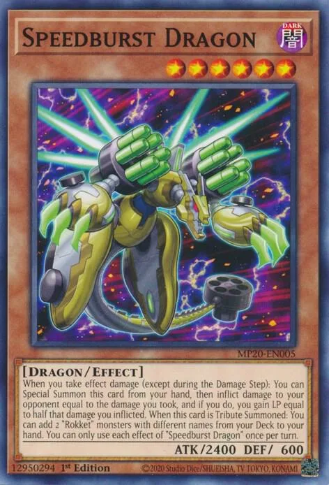 Speedburst Dragon MP20-EN005 Yu-Gi-Oh card from 2020 Tin of Lost Memories