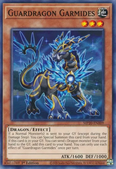 Guardragon Garmides MP20-EN009 Yu-Gi-Oh card from 2020 Tin of Lost Memories