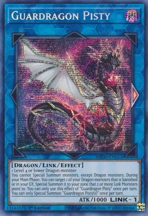 Guardragon Pisty MP20-EN022 Yu-Gi-Oh card from 2020 Tin of Lost Memories